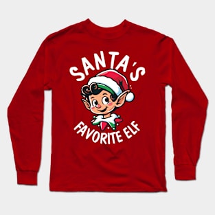 Santa's Favourite Elf - With Text Long Sleeve T-Shirt